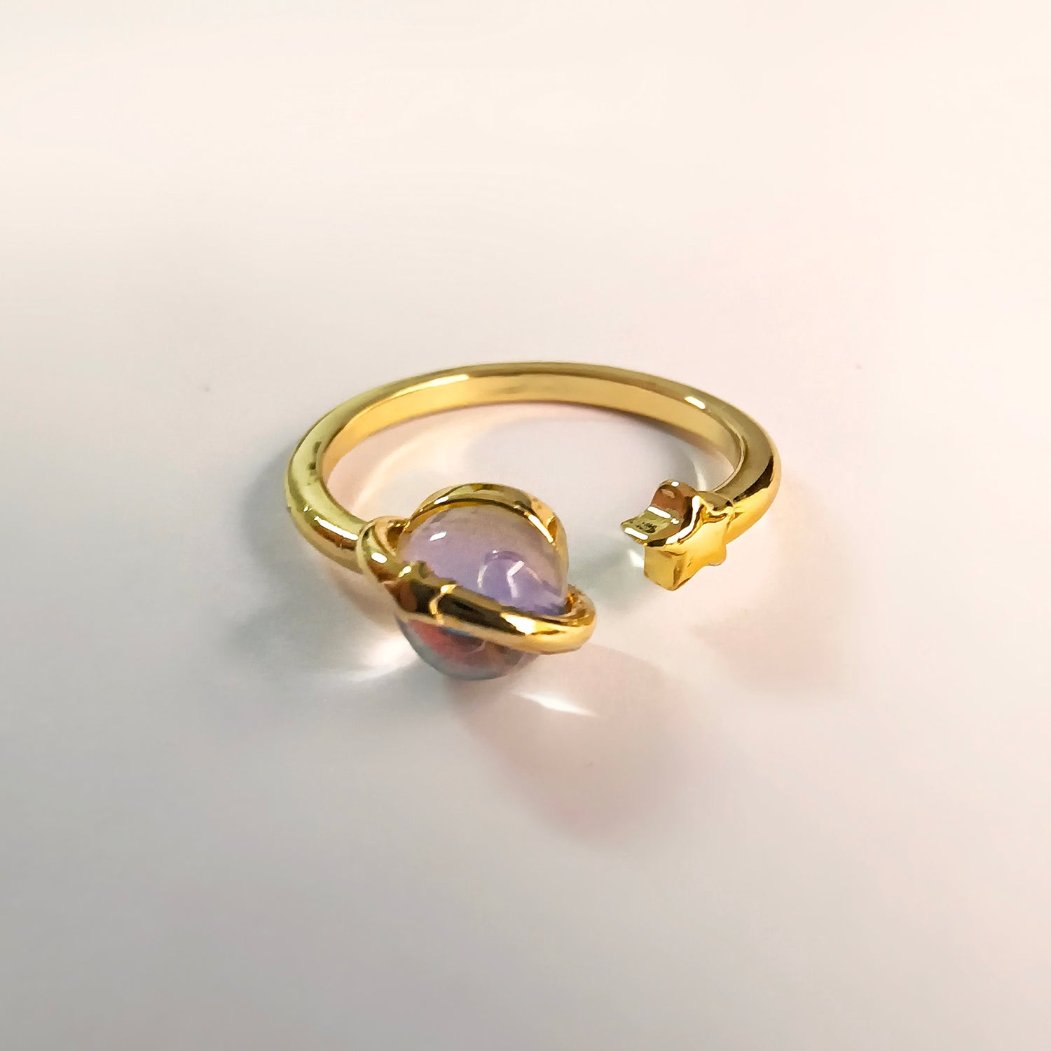 Anillo Saturno - Medida Ajustable - Baño de Oro 18Kt y Circones