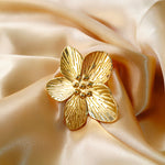 Anillo Flor Grande - Medida Ajustable - Baño de Oro 18Kt
