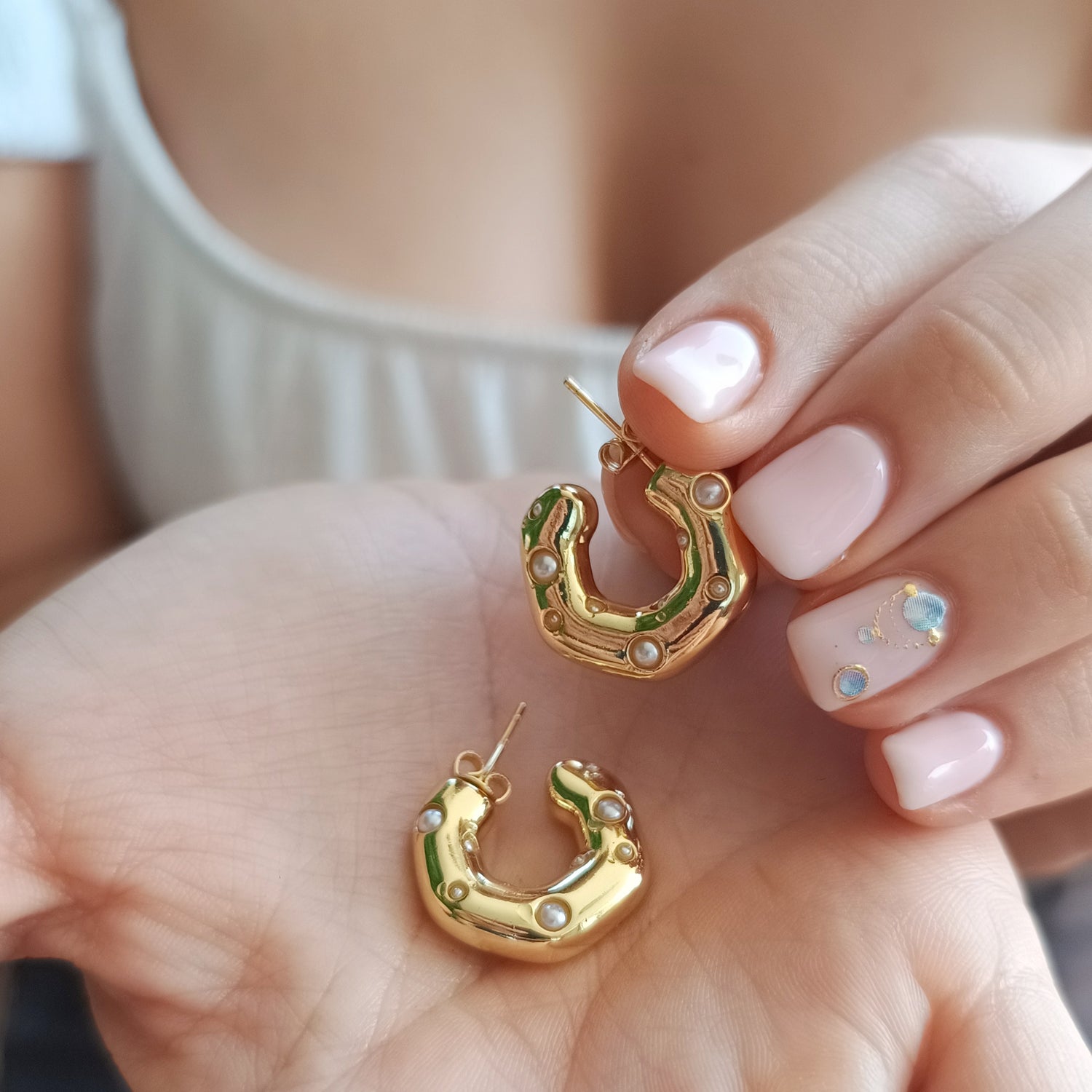 Aros Kristal - Baño de Oro 18Kt e Incrustaciones de Circón