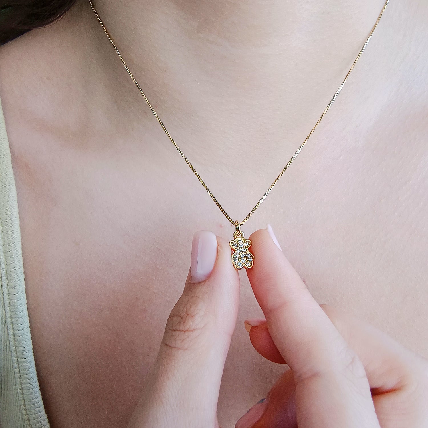 Conjunto Cadena y Colgante Osito tipo Tous - Baño de Oro 18Kt