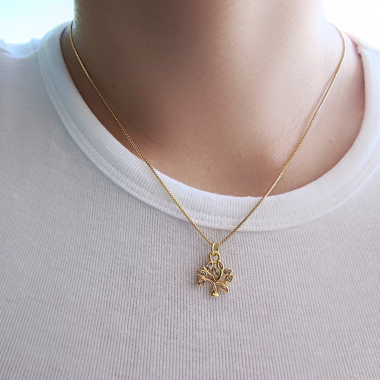 Conjunto Cadena y Colgante Árbol de la Vida Circones Blancos