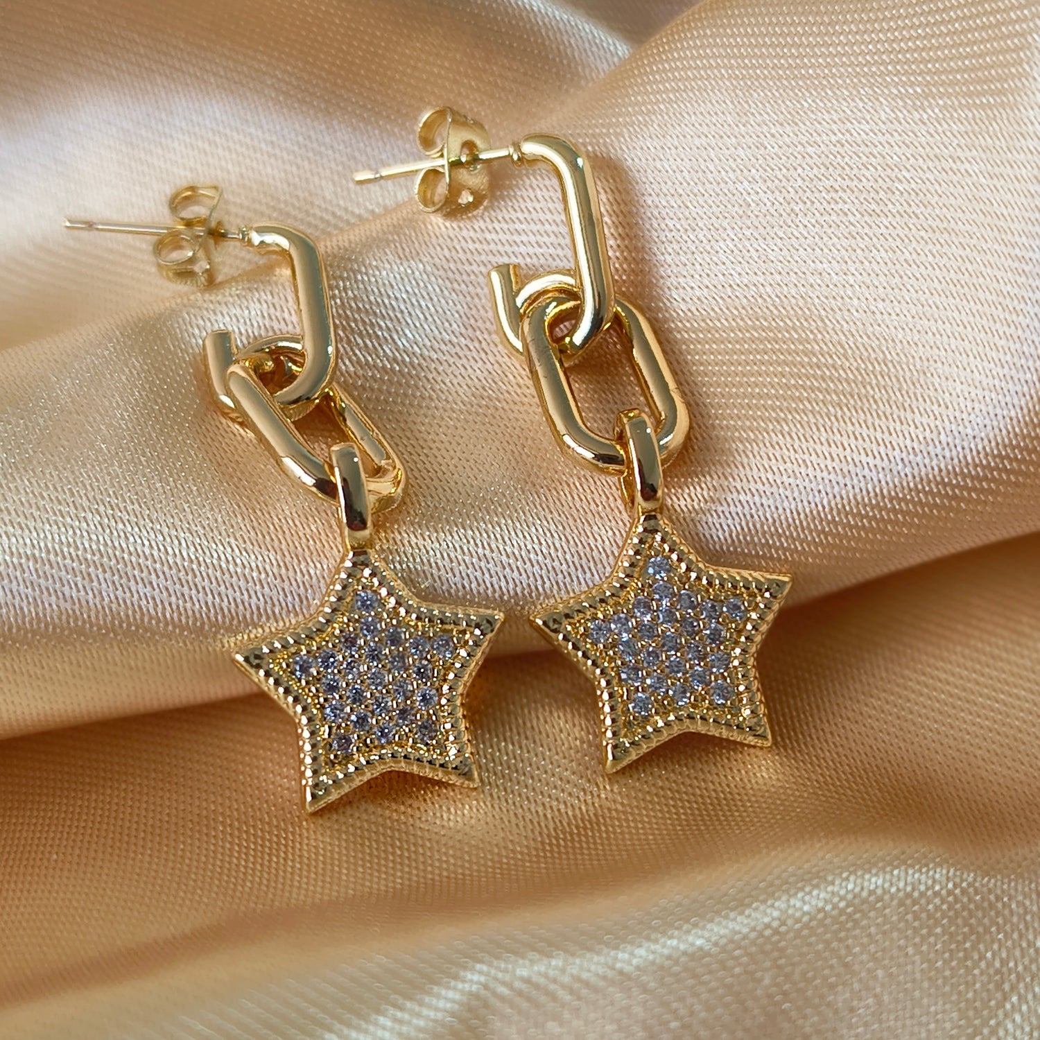 Aros Estrella Full Circones - Baño de Oro 18Kt