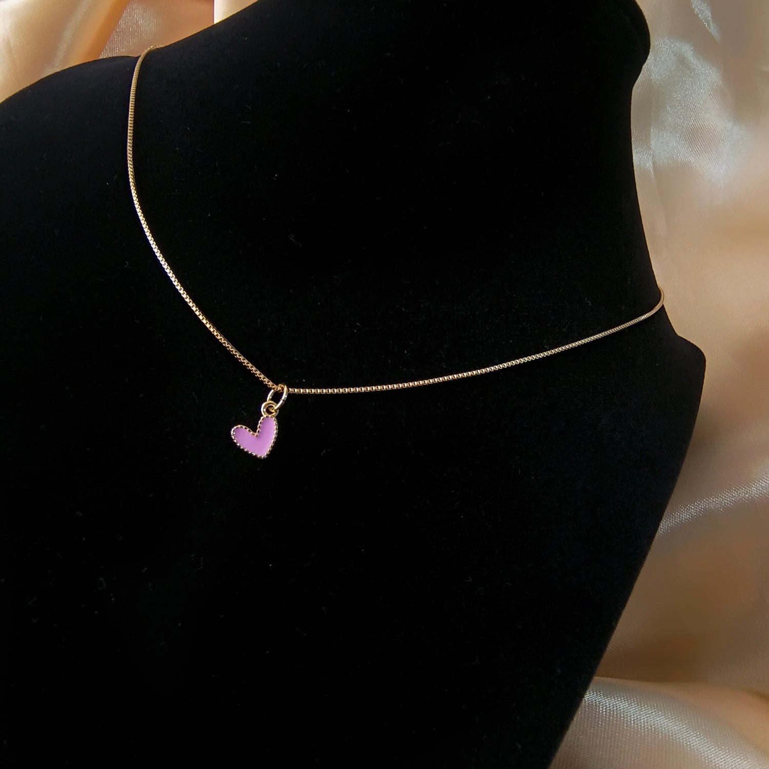 Conjunto Cadena y Colgante Corazón Colores