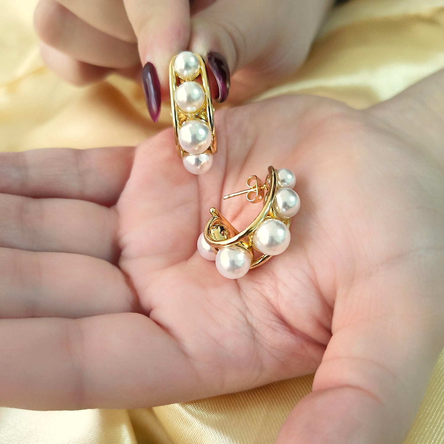Aros con Perlas - Baño de Oro 18Kt