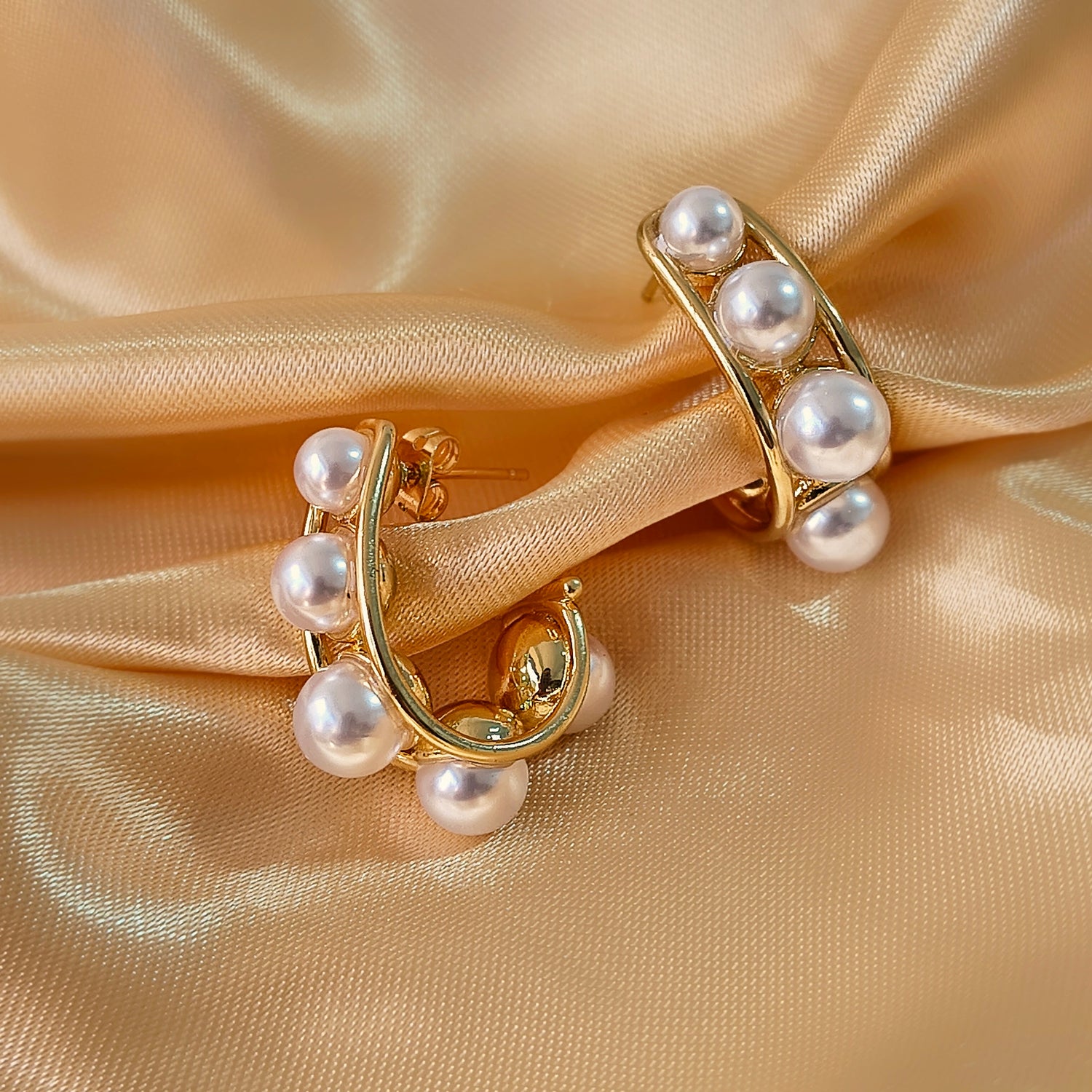 Aros con Perlas - Baño de Oro 18Kt