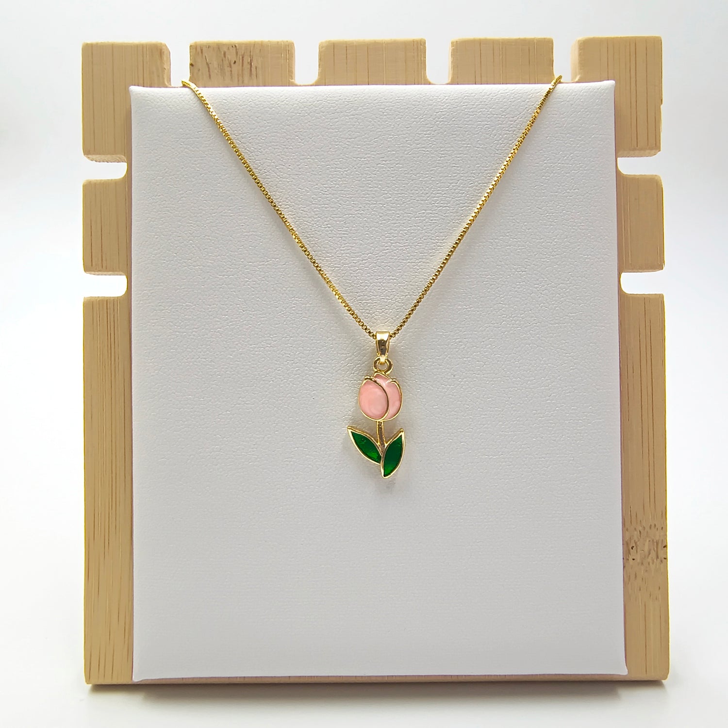 Conjunto Tulipán Rosado  - Baño de Oro 18Kt