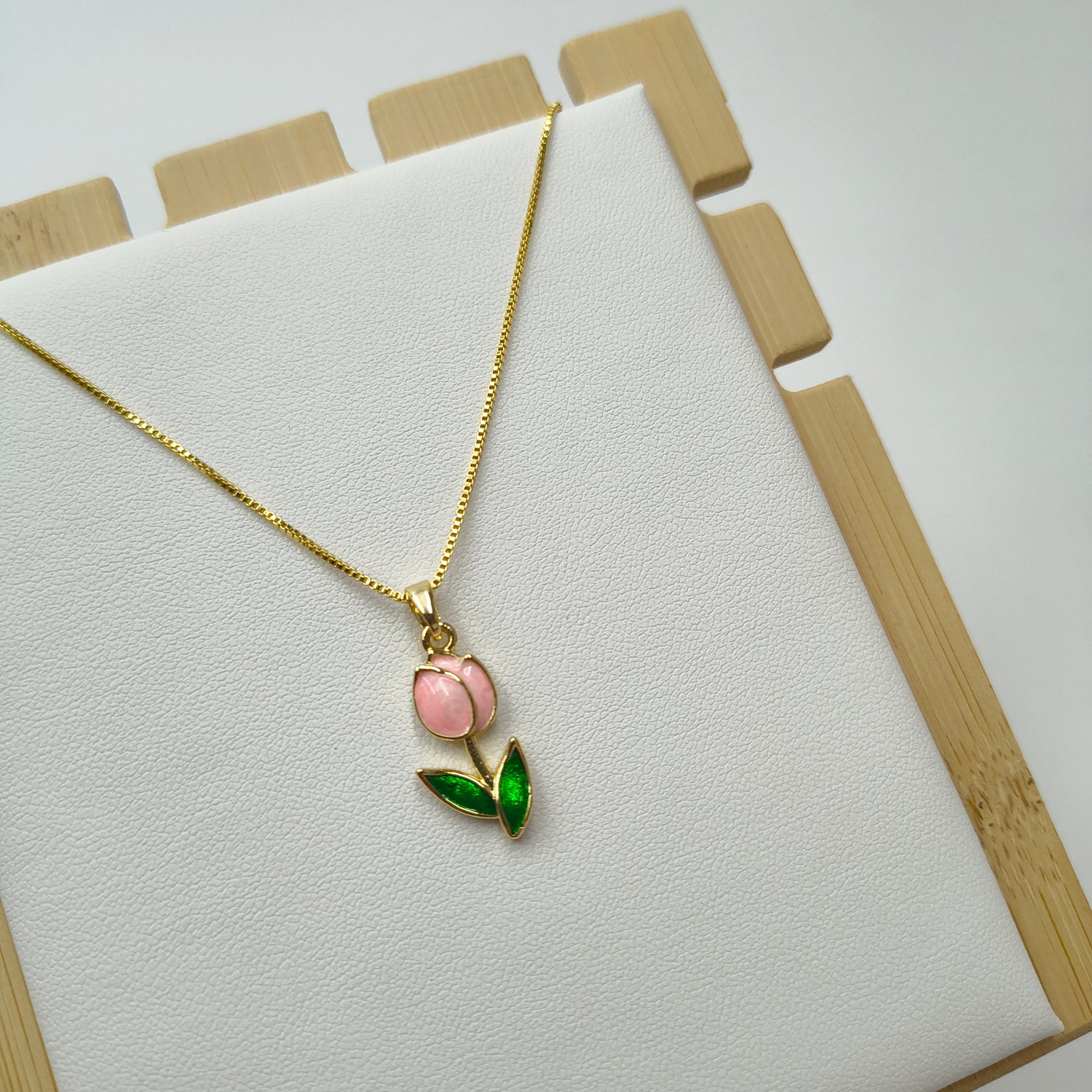 Conjunto Tulipán Rosado  - Baño de Oro 18Kt