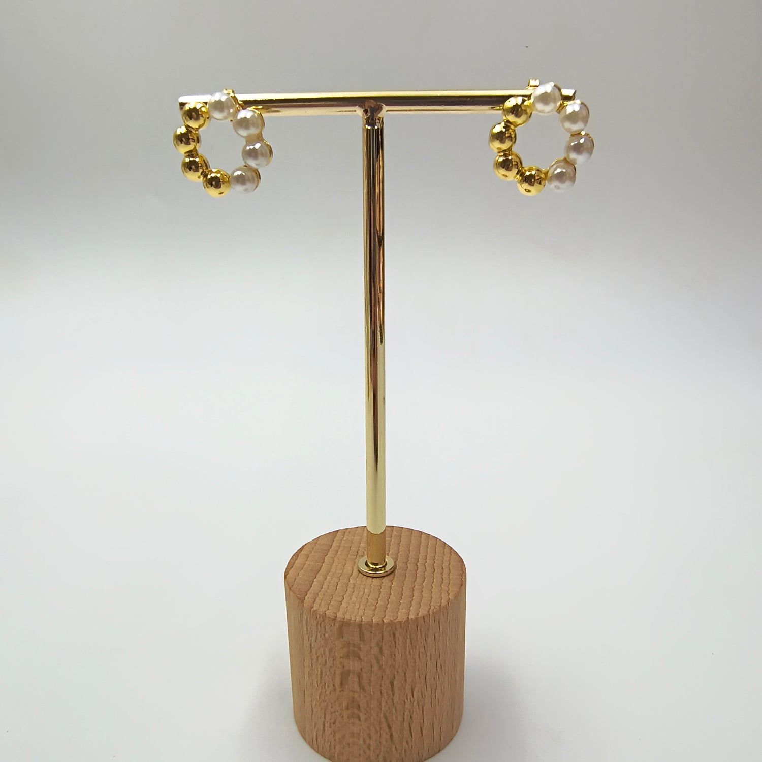 Aros Balines y Perlas - Baño de Oro 18Kt