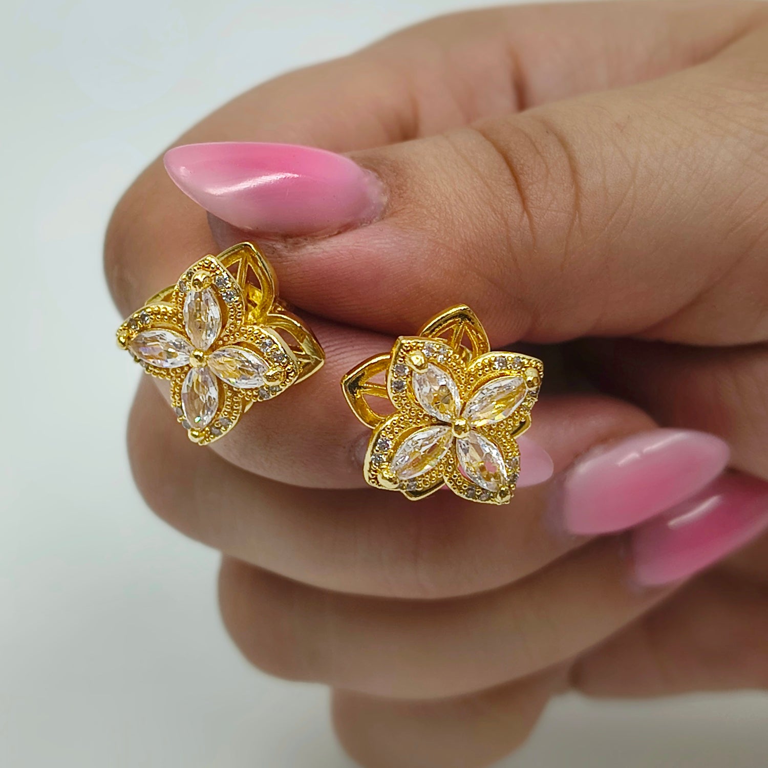 Aros Flor Giratoria - Baño de Oro 18Kt