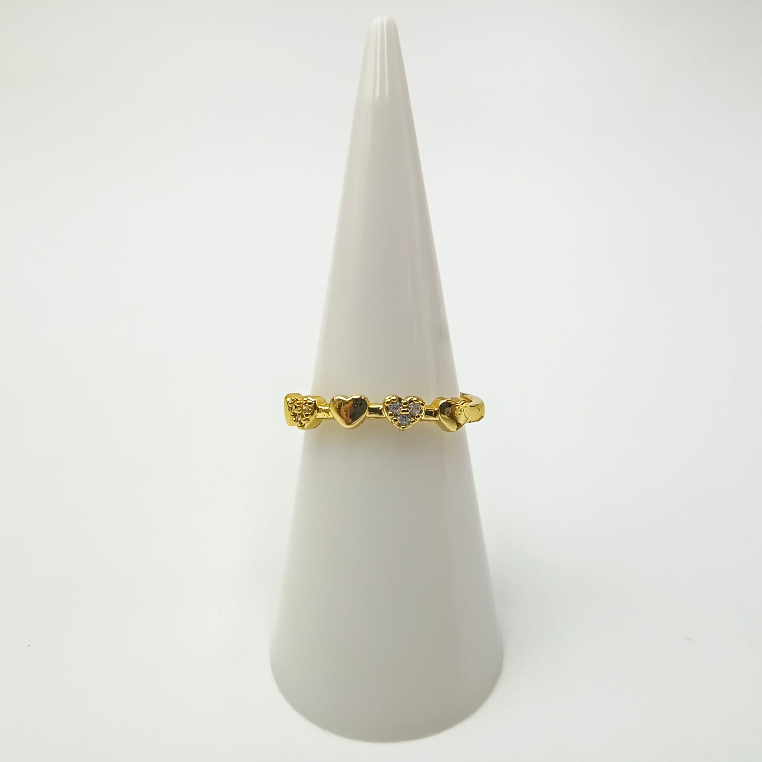 Anillo Corazones Pequeños - Medida Ajustable - Baño de Oro 18Kt