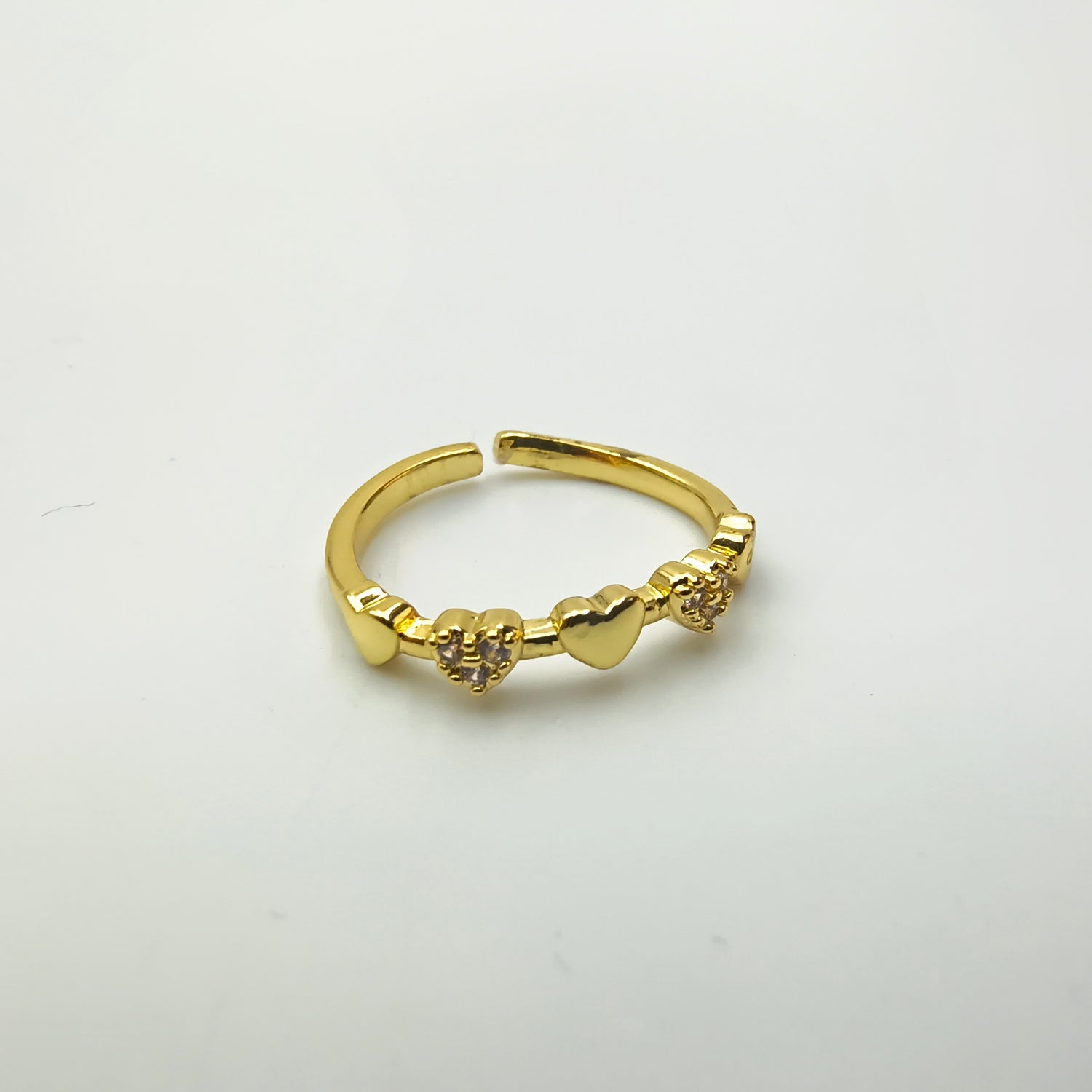 Anillo Corazones Pequeños - Medida Ajustable - Baño de Oro 18Kt