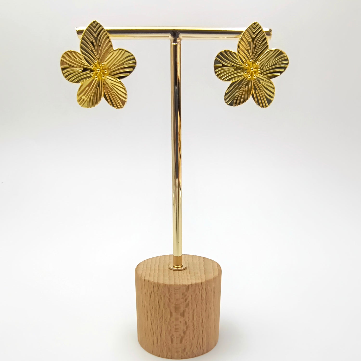 Aros Flor Grande - Baño de Oro 18Kt