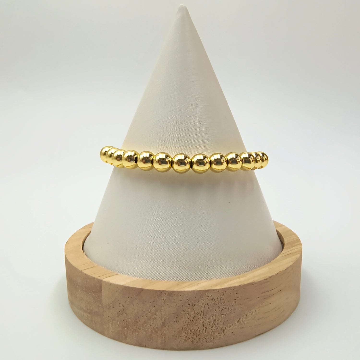 Pulsera Esferas Elasticada Medianas - Baño de Oro 18Kt