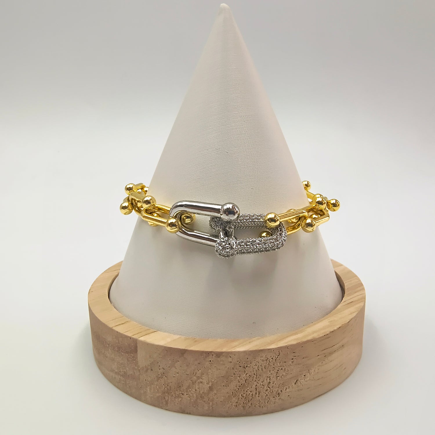 Brazalete de Eslabones tipo T.Co - Baño de Oro 18Kt