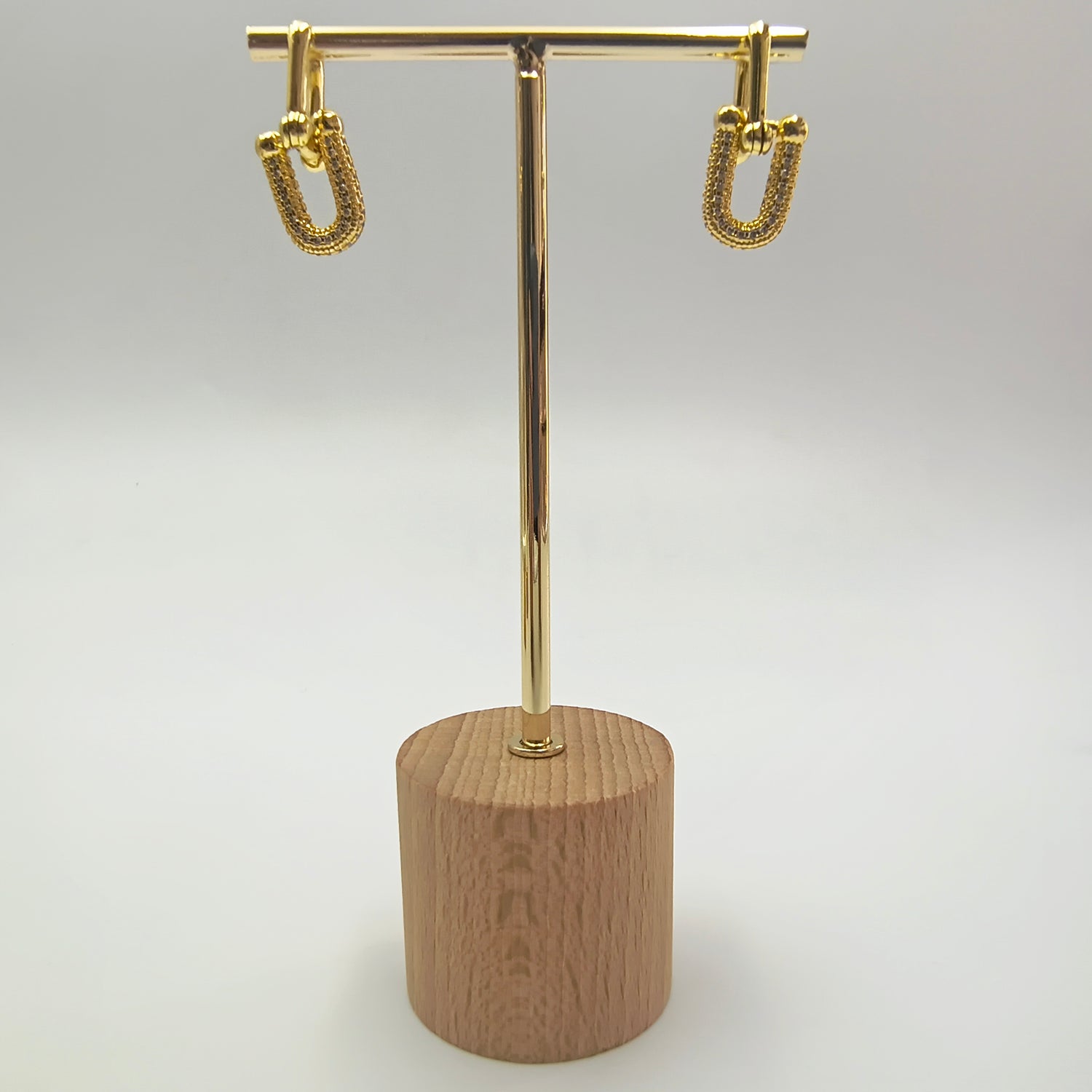 Aros Eslabones tipo T.Co  - Baño de Oro 18Kt