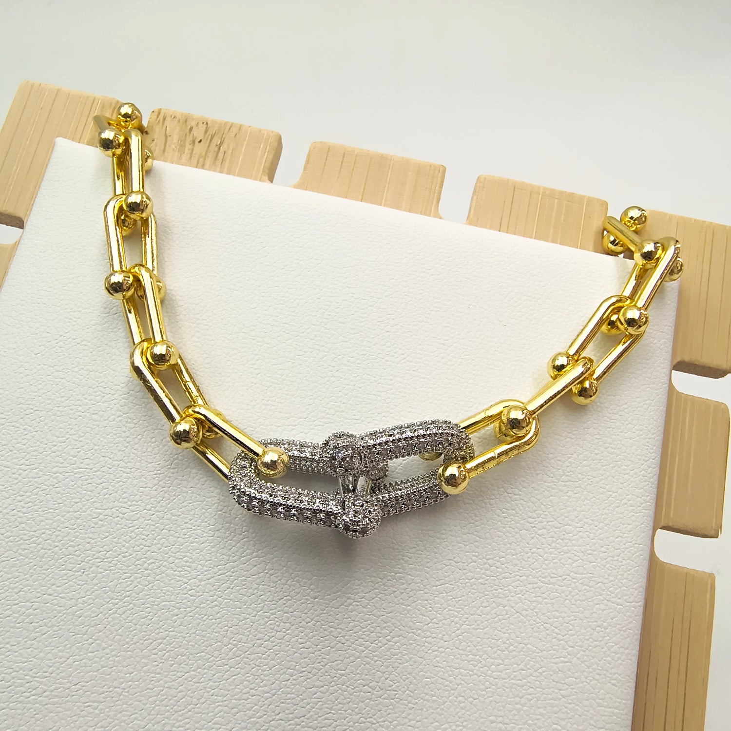 Cadena de Eslabones tipo T.Co - Baño de Oro 18Kt