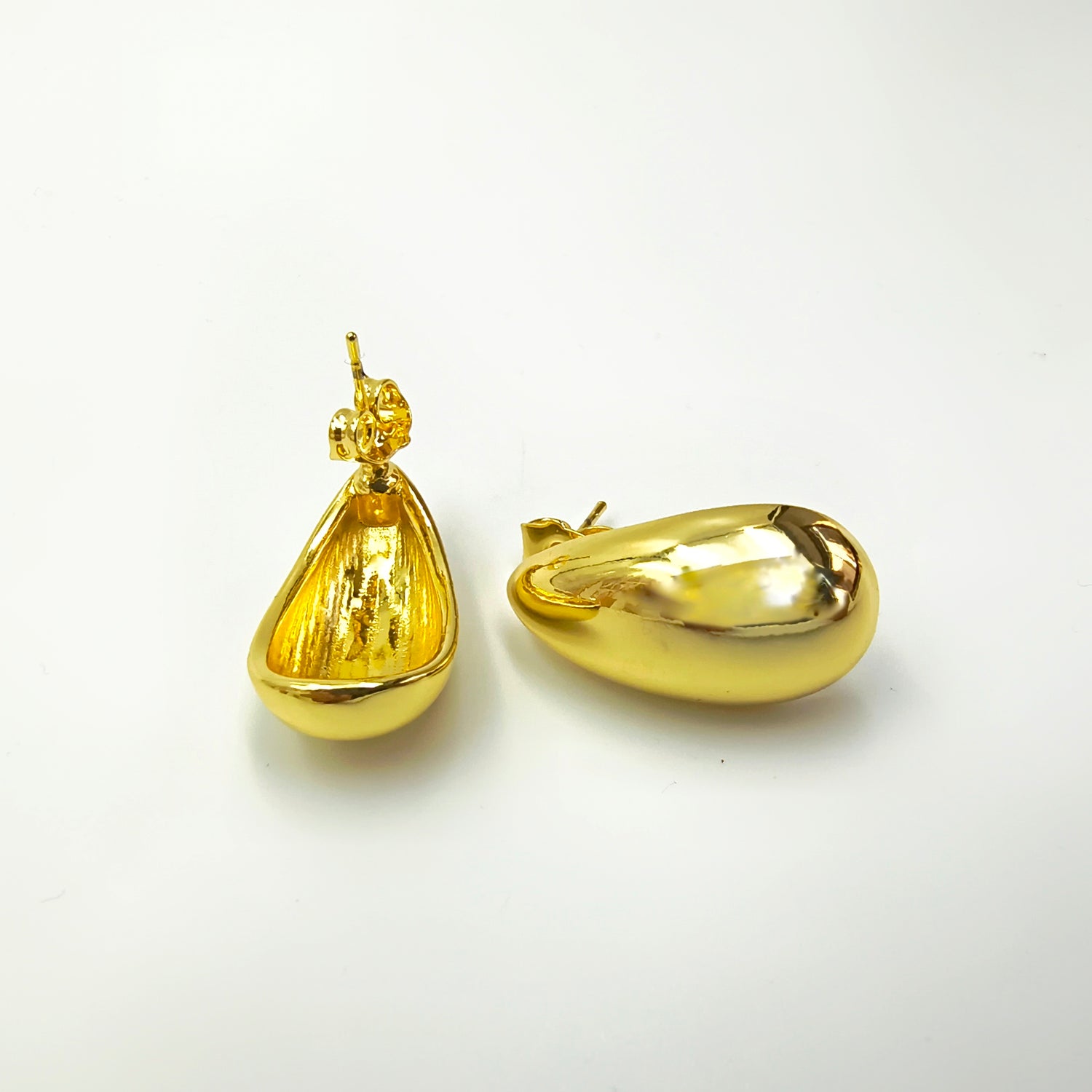 Aros Media Gota - Baño de Oro 18Kt