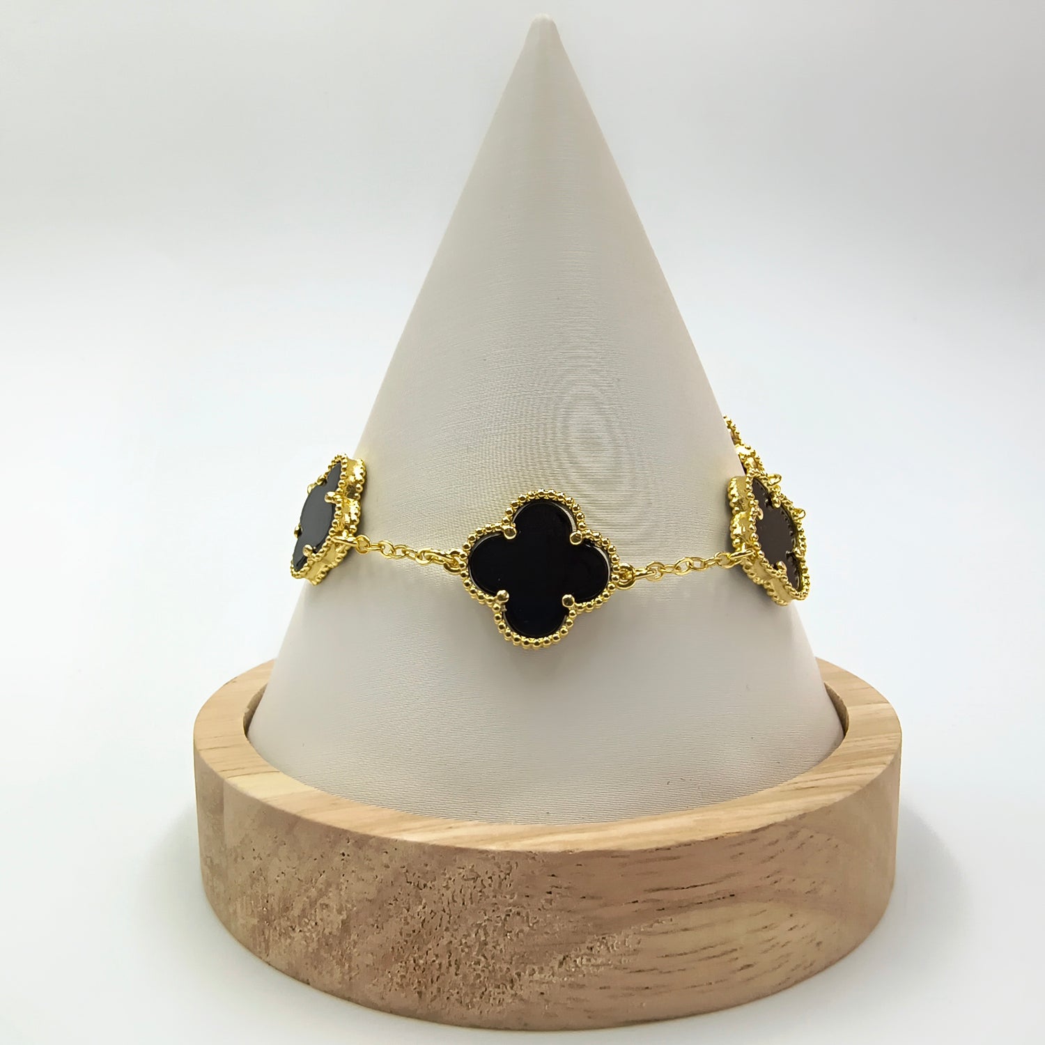 Pulsera Tréboles Negros - Baño de Oro 18Kt