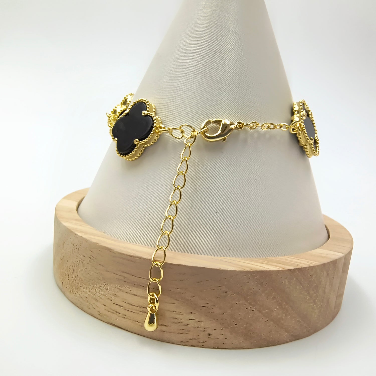 Pulsera Tréboles Negros - Baño de Oro 18Kt
