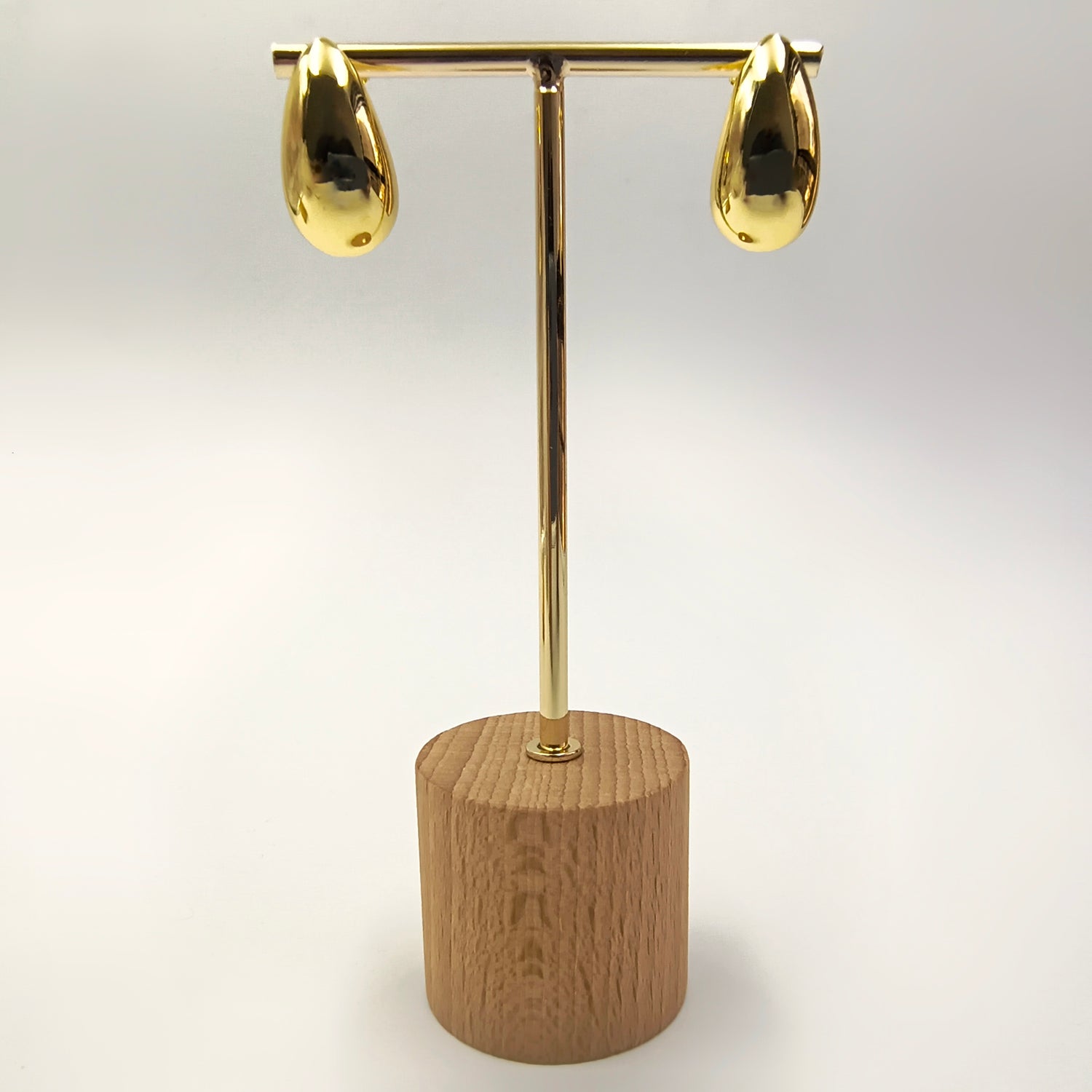 Aros Media Gota - Baño de Oro 18Kt