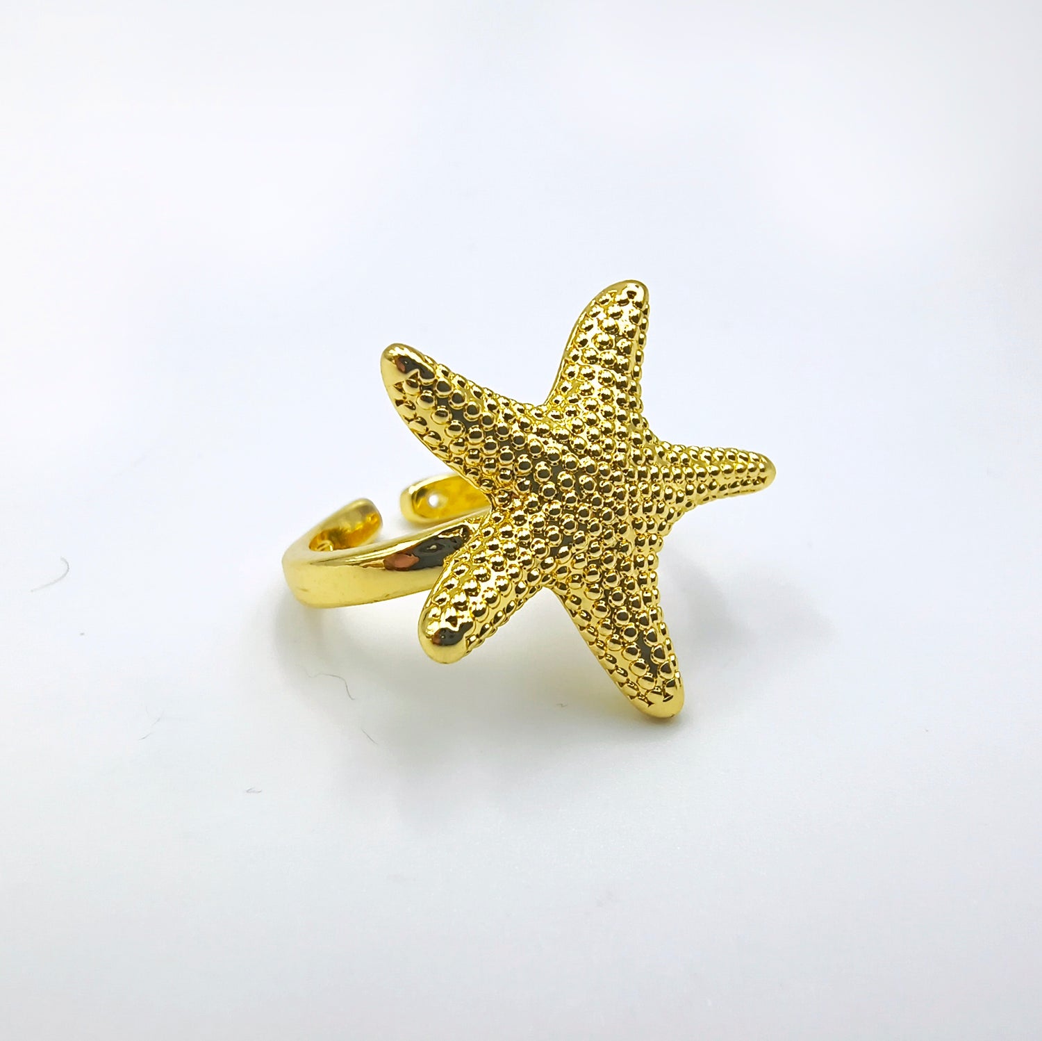 Anillo Estrella Marina - Medida Ajustable - Baño de Oro 18Kt