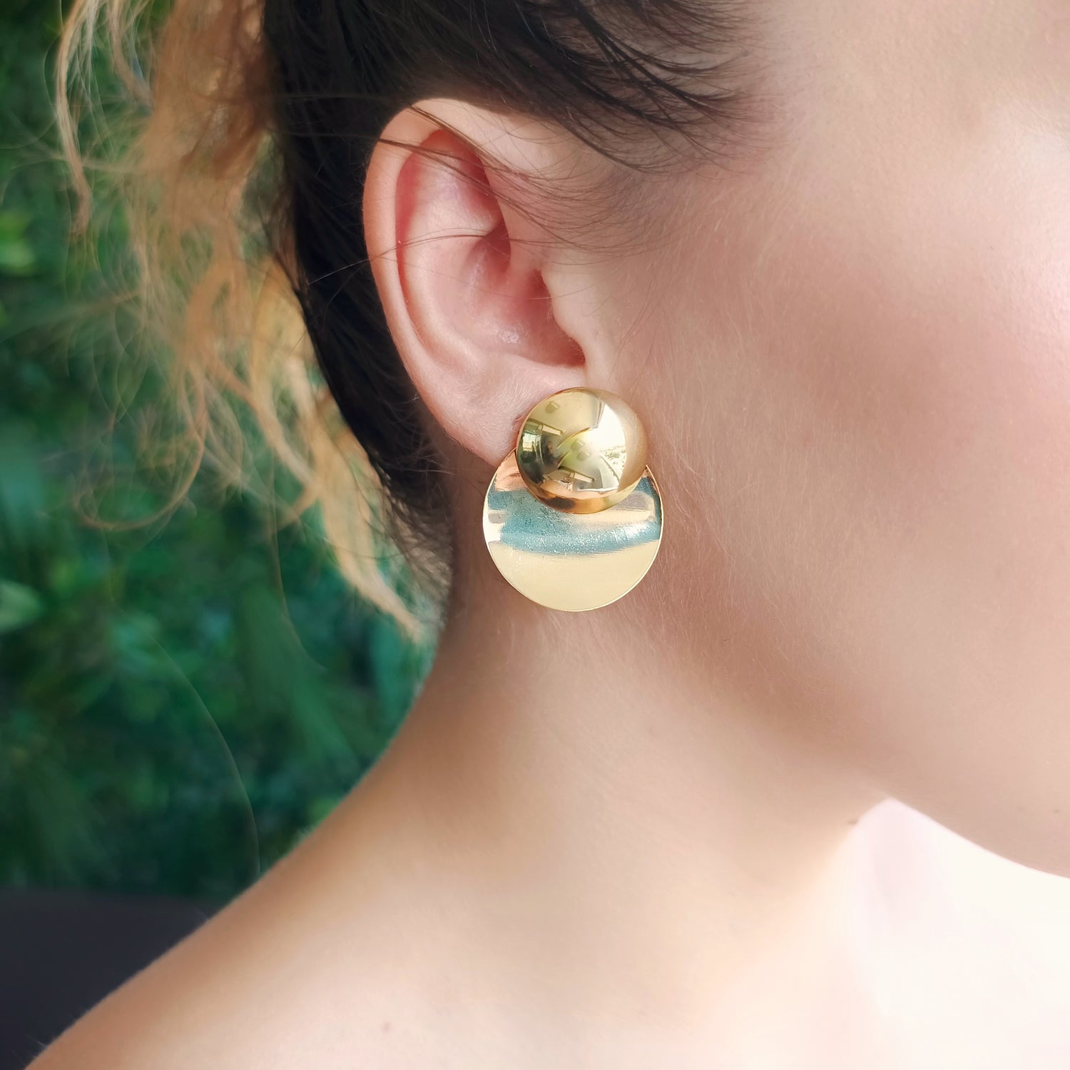Aros Magnolia 2 en 1 - Baño de Oro 18Kt