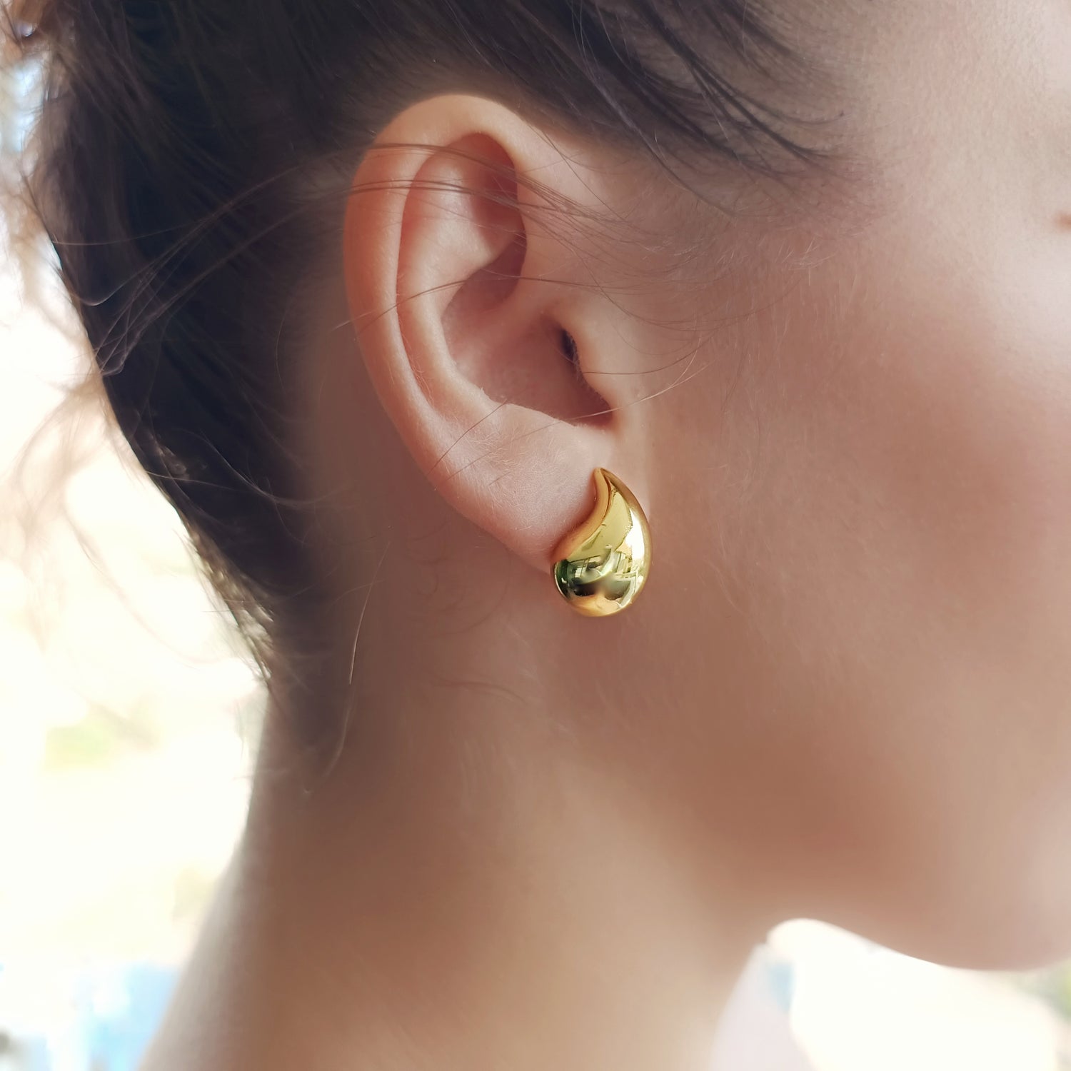 Aros Gota Tamaño Pequeño - Baño de Oro 18Kt