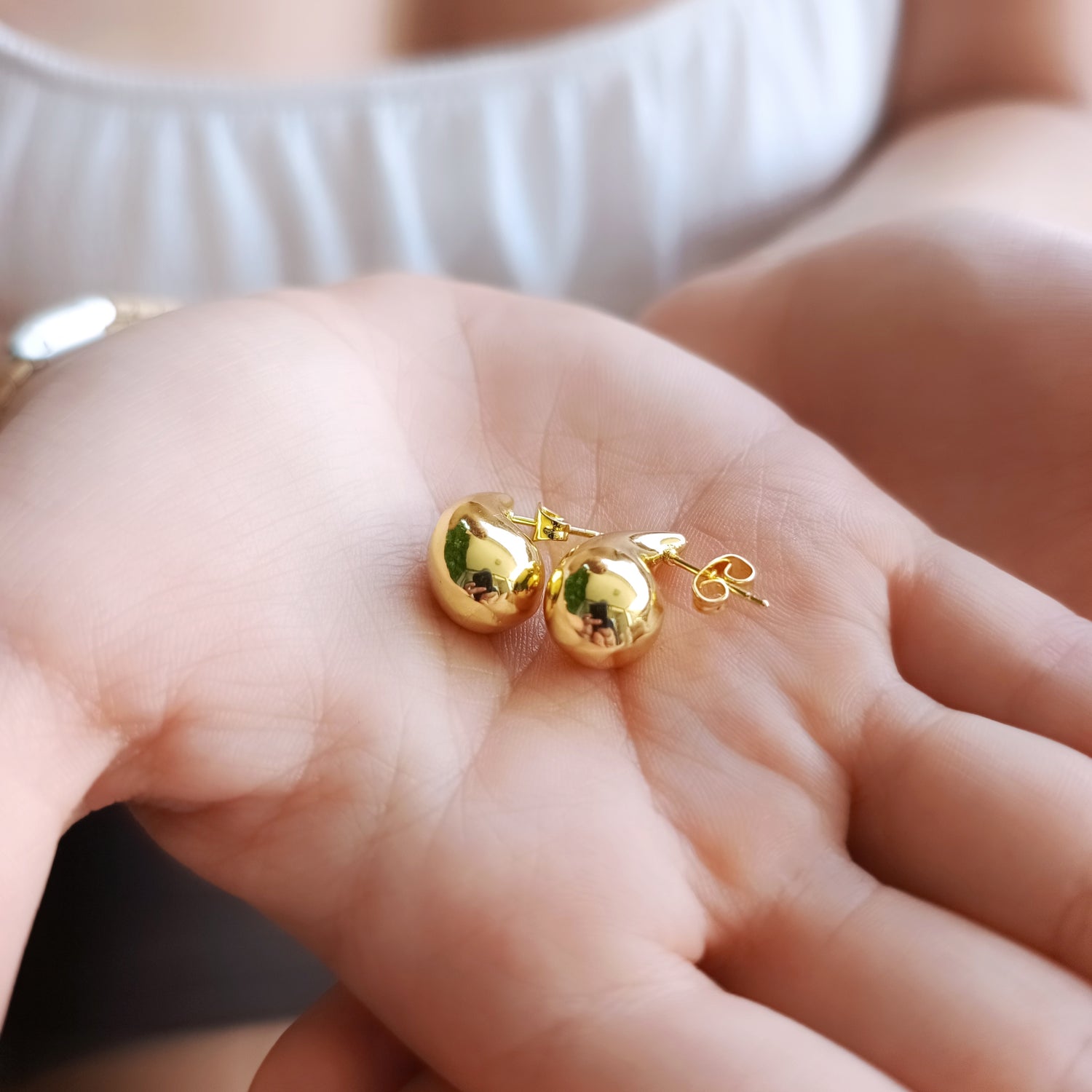 Aros Gota Tamaño Pequeño - Baño de Oro 18Kt