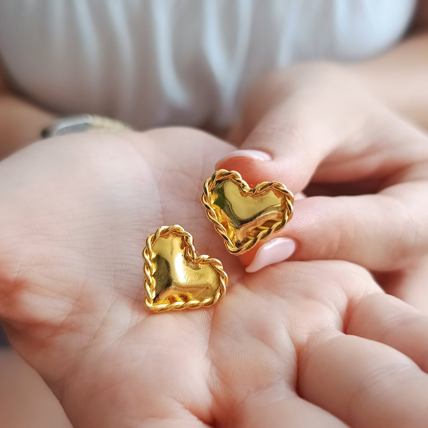 Aros Corazón Vintage - Baño de Oro 24Kt