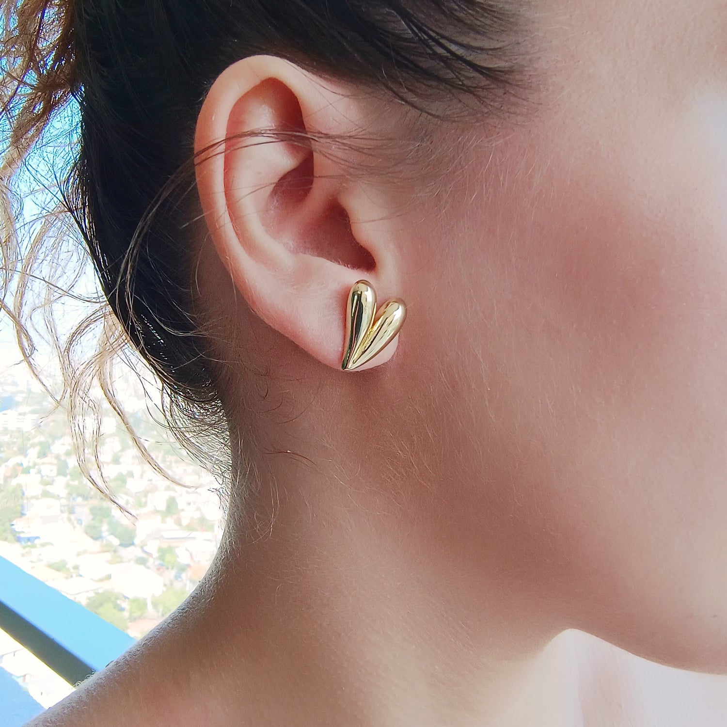 Aros Corazón - Baño de Oro 18Kt
