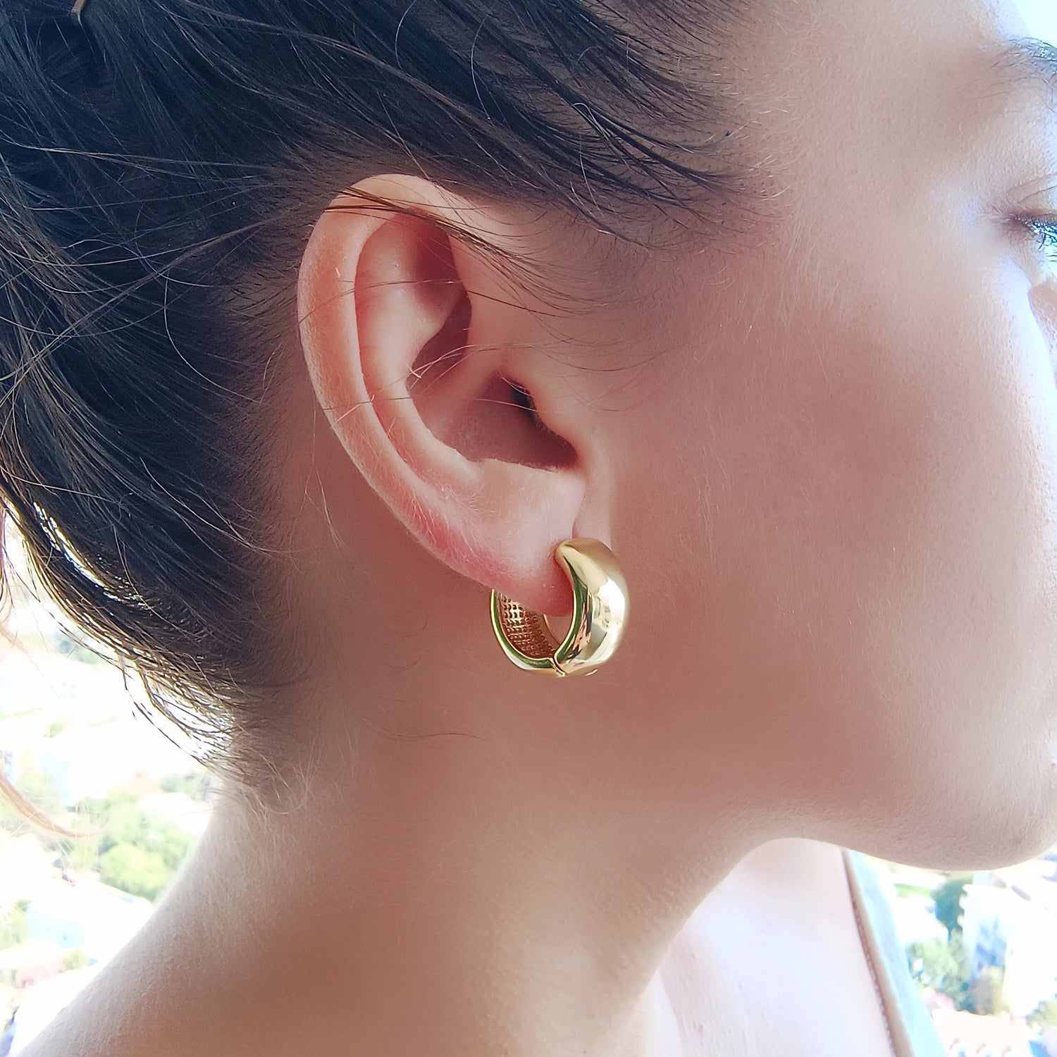 Aros Julieta Tamaño Grande - Baño de Oro 18kt