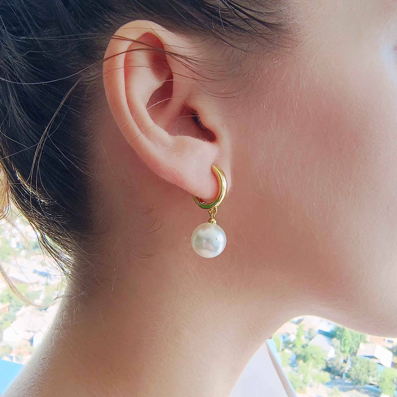 Aros Perla - Baño de Oro 18Kt
