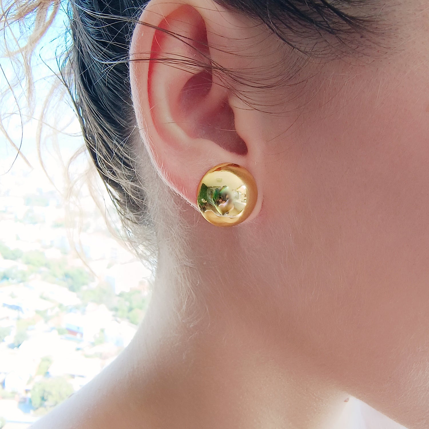 Aros Botón - Baño de Oro 18Kt