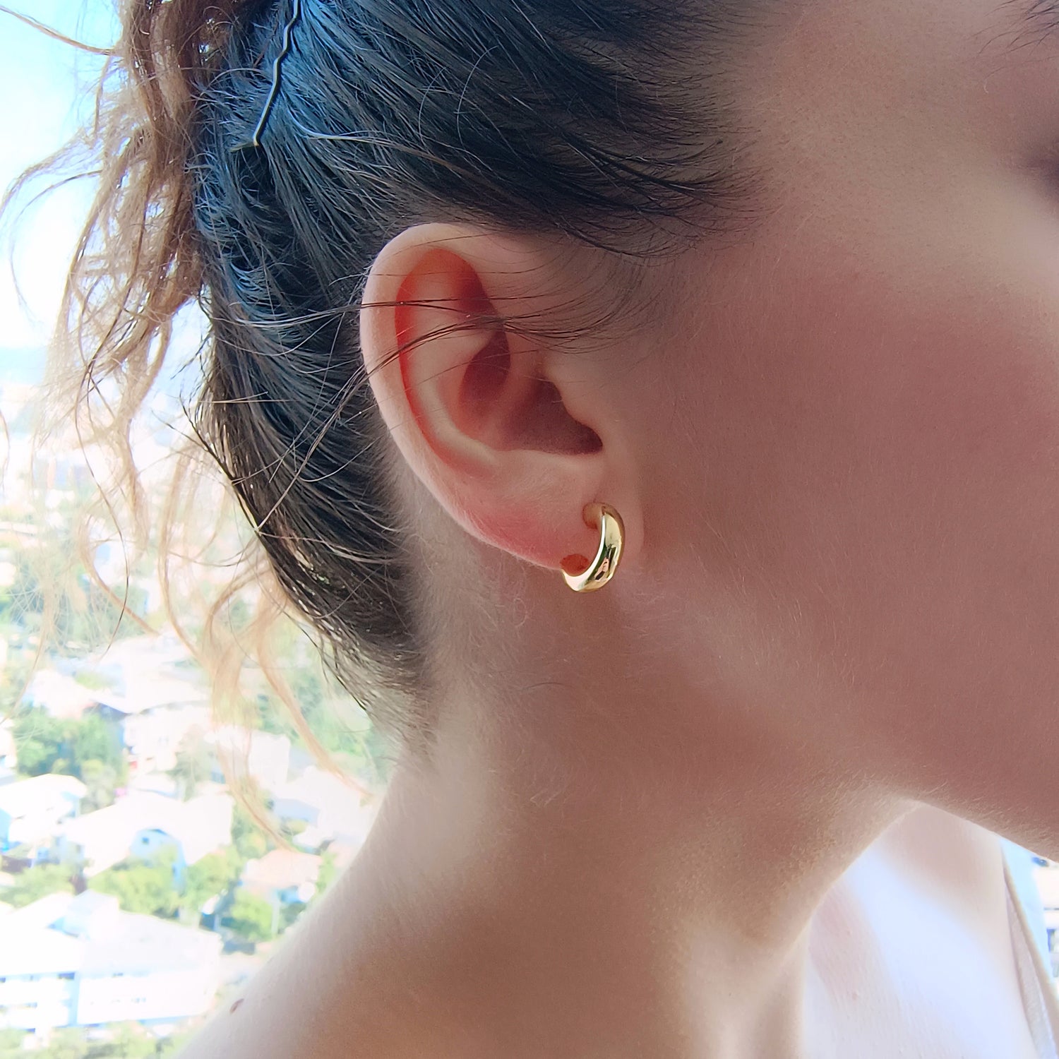 Aros Tubo Tamaño Pequeño - Baño de Oro 18Kt