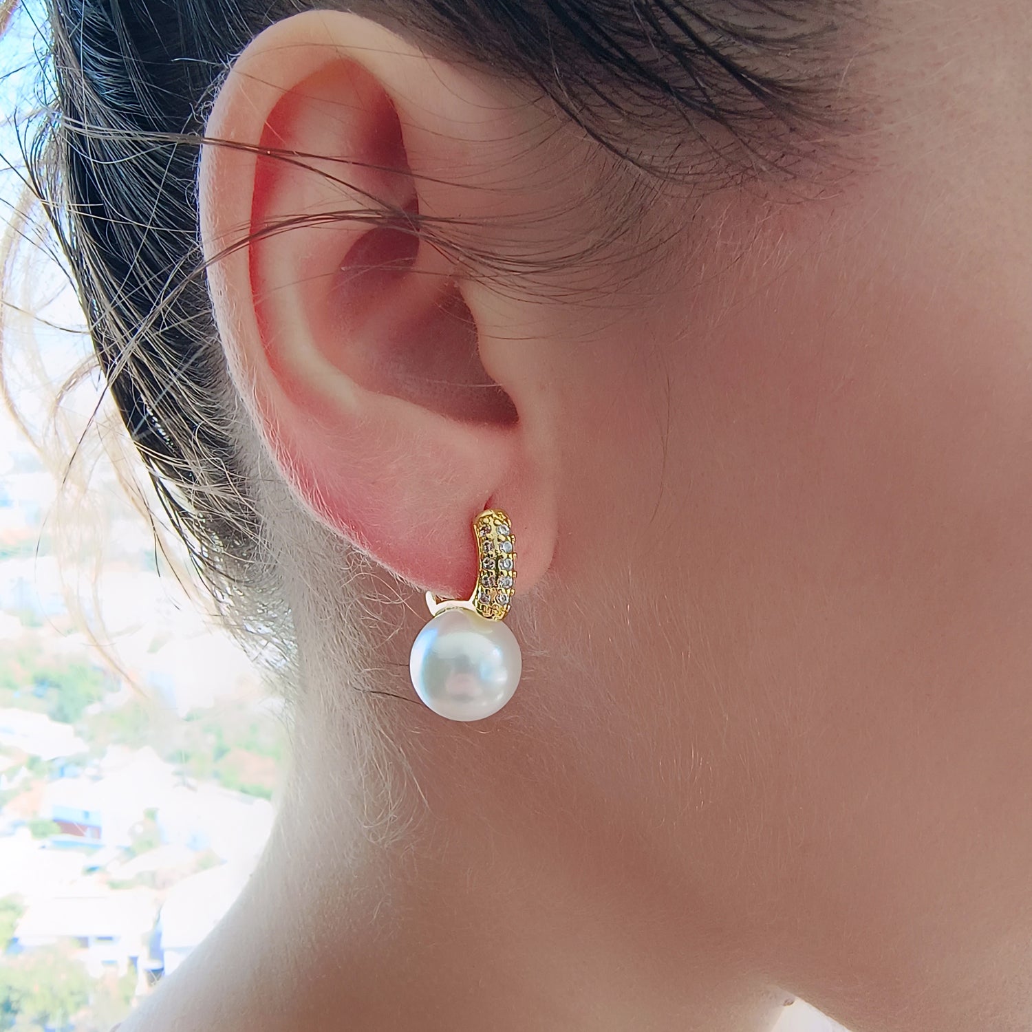 Aros Perla y Circones - Baño de Oro 18Kt