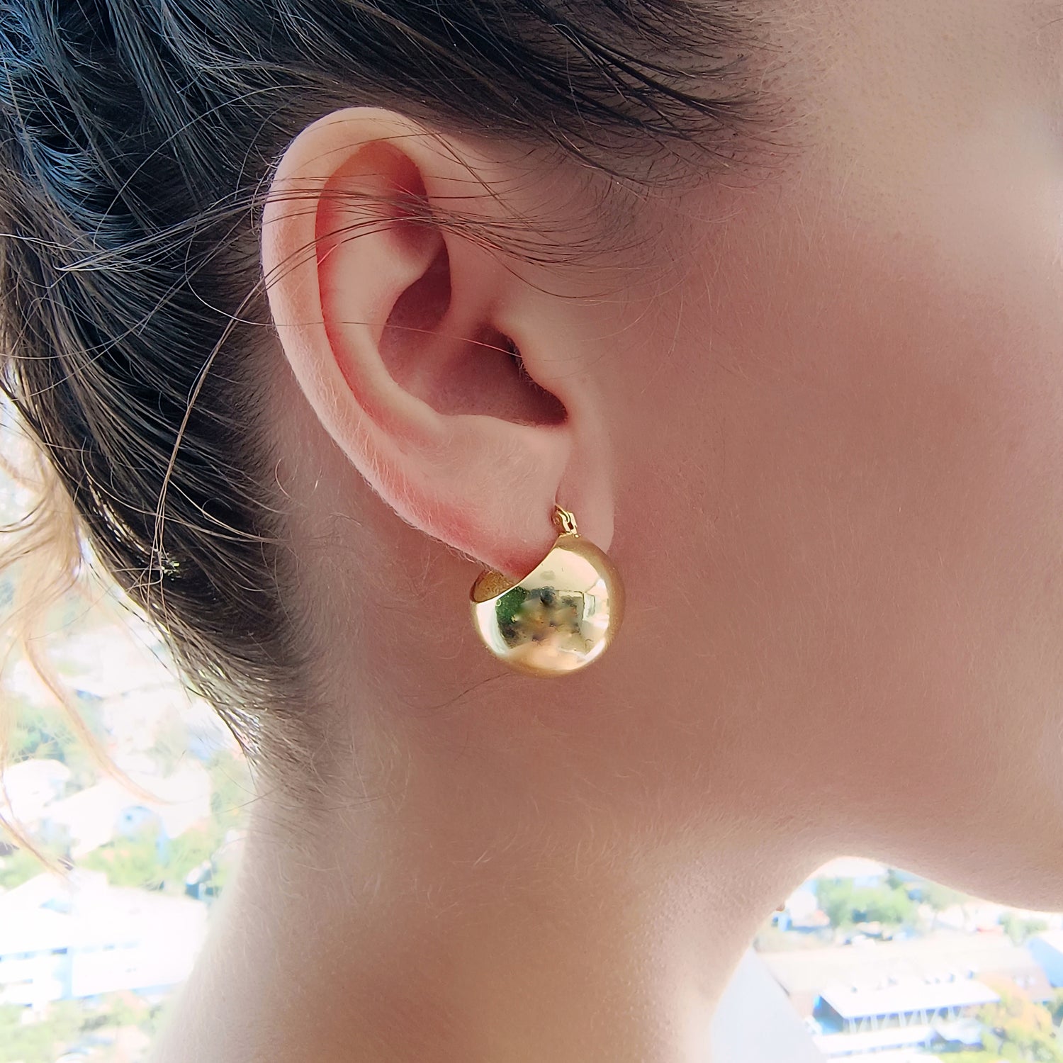 Aros Media Esfera - Baño de Oro 18Kt