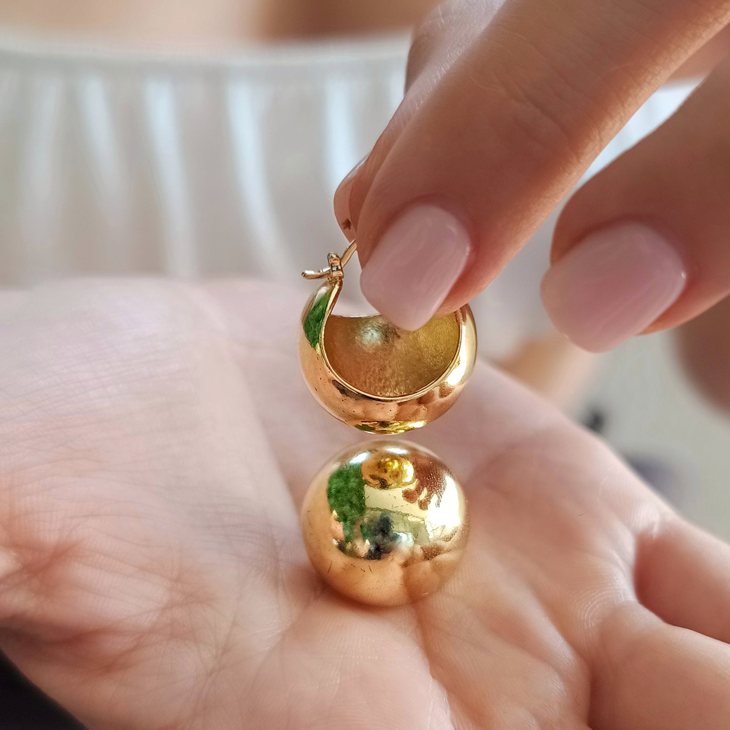 Aros Media Esfera - Baño de Oro 18Kt
