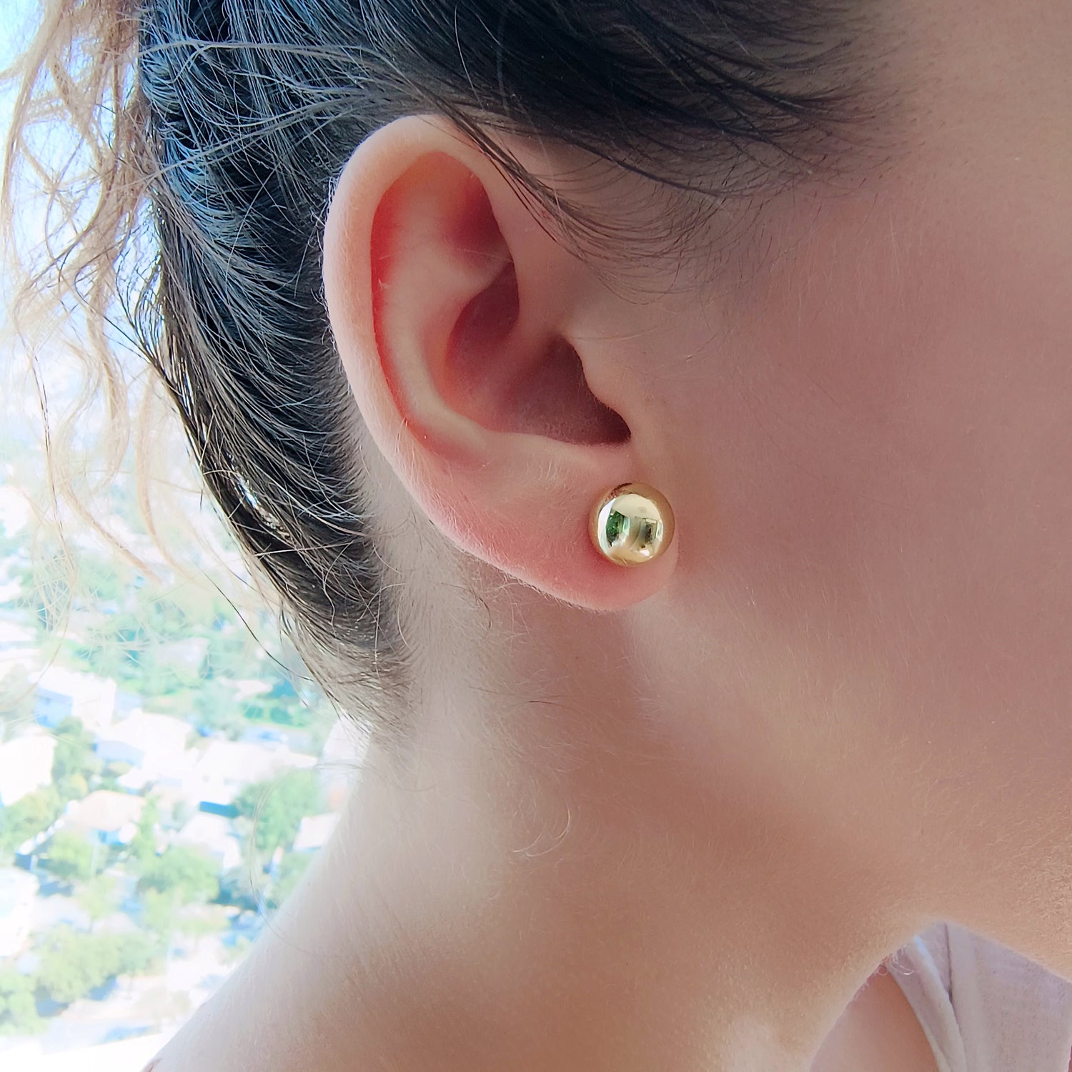 Aros Esfera Tamaño Grande - Baño de Oro 18Kt