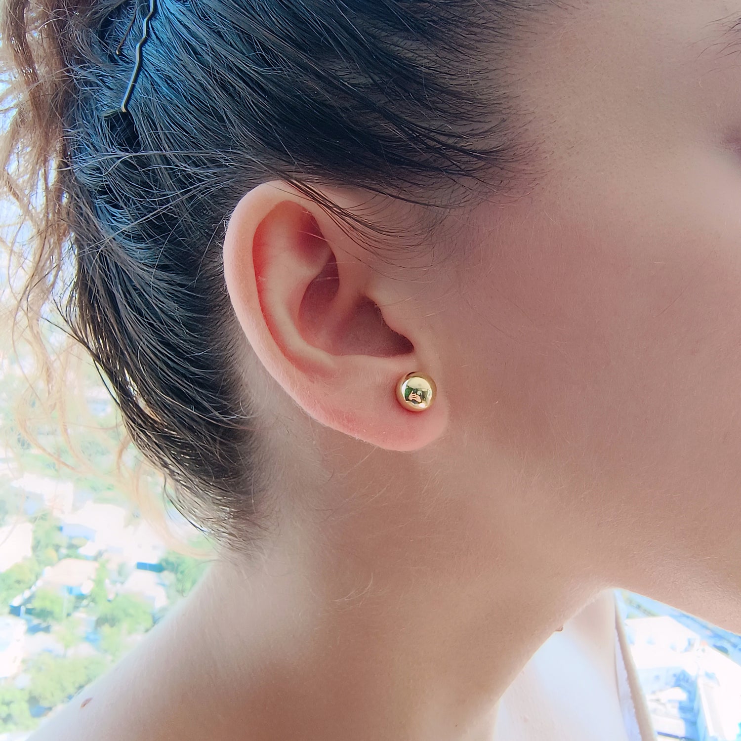Aros Esfera Tamaño Mediana - Baño de Oro 18Kt