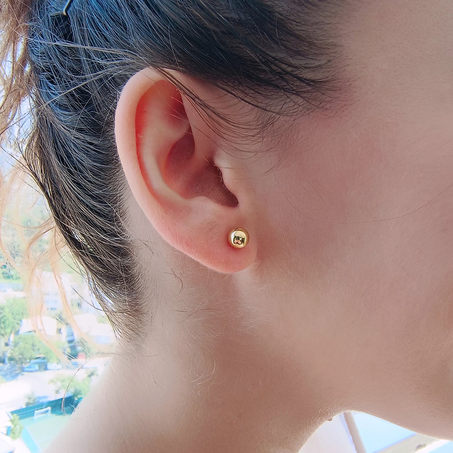 Aros Esfera Pequeña - Baño de Oro 18Kt
