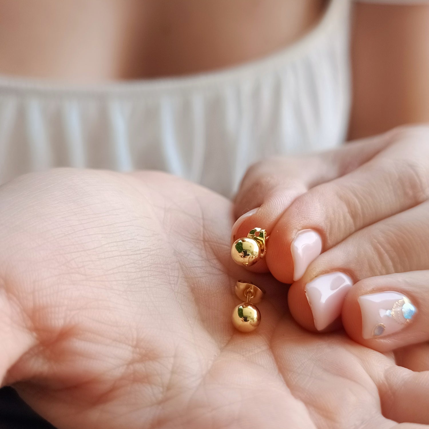 Aros Esfera Pequeña - Baño de Oro 18Kt