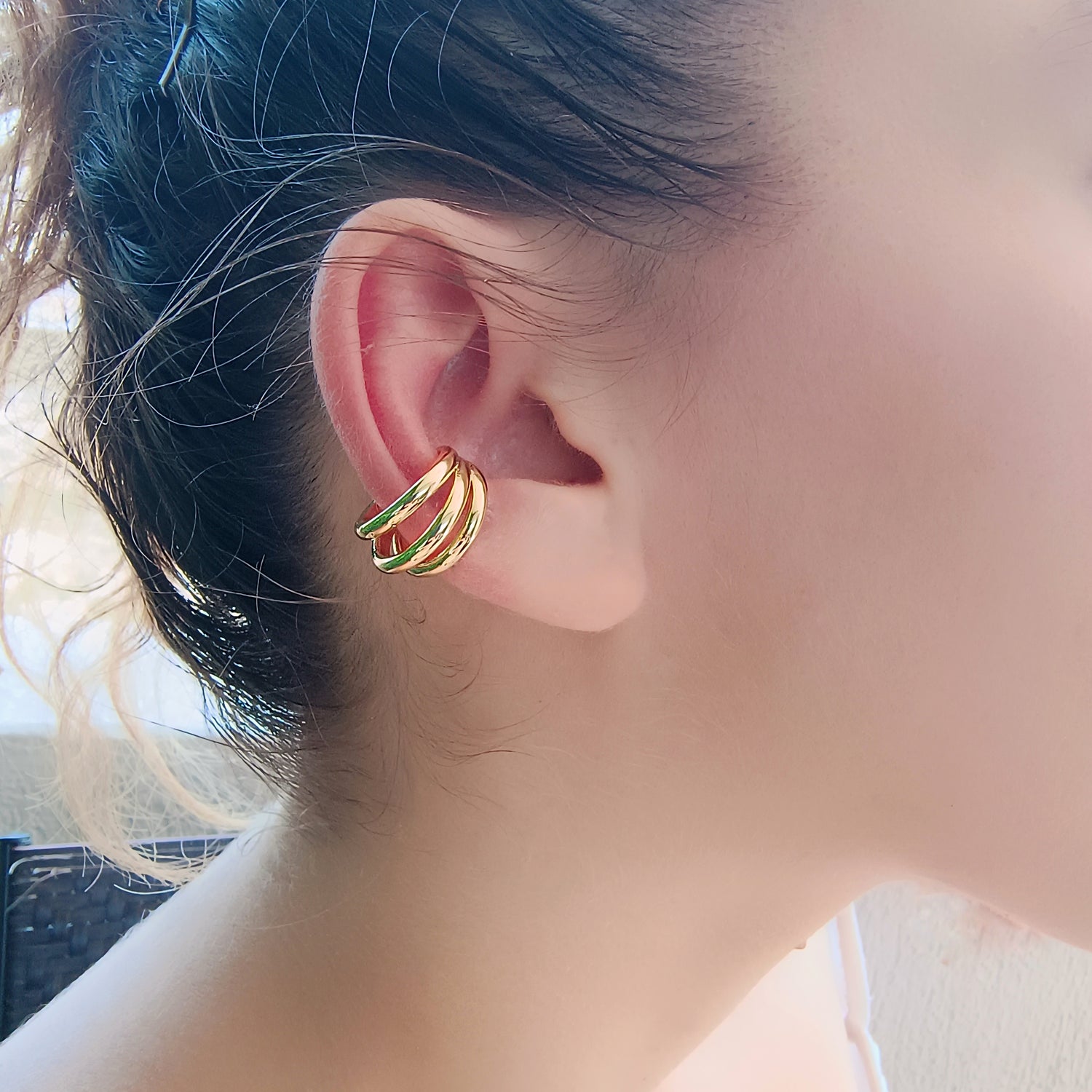 Cuff Triple Tamaño Mediano - Baño de Oro 18Kt