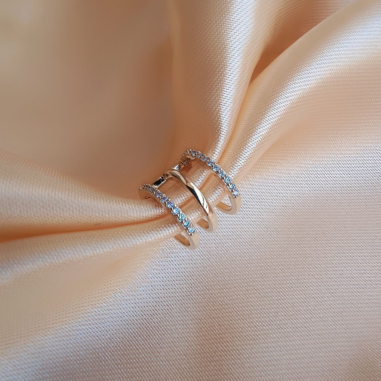 Cuff Doble Circón - Baño de Oro 18Kt