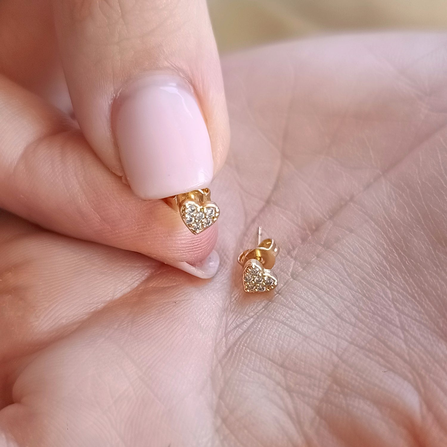Aros Corazón Pegado - Baño de Oro 18Kt y Circones