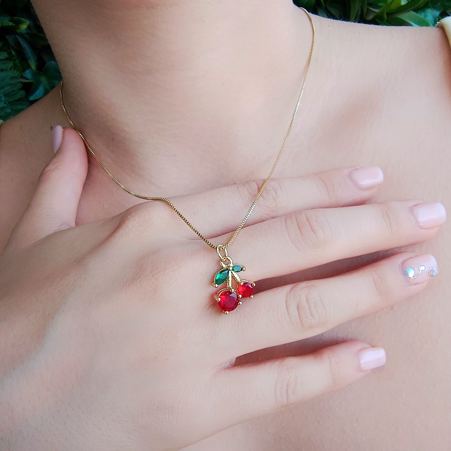 Conjunto Cadena y Colgante Cerezas - Baño de Oro 18Kt