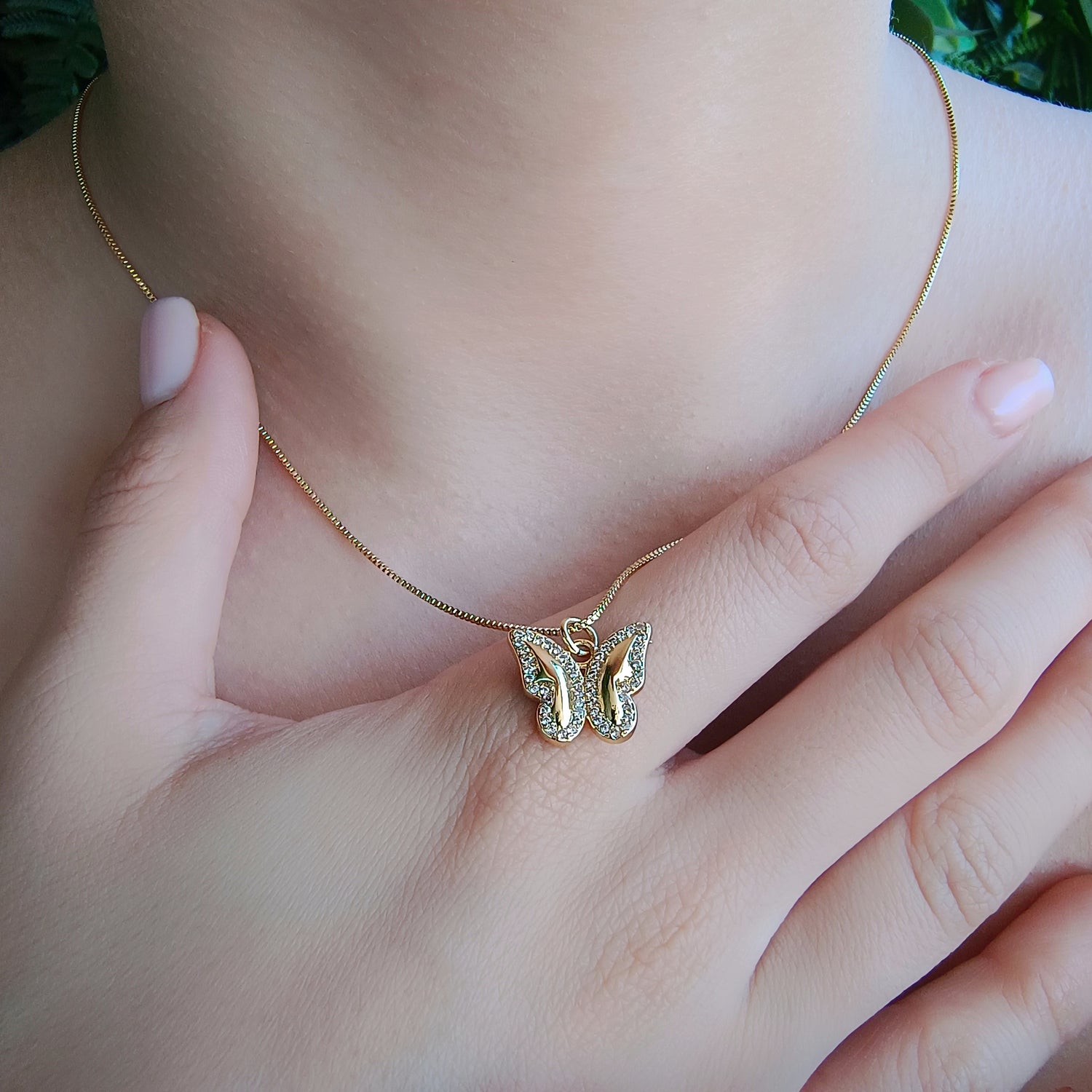 Conjunto Cadena y Colgante Mariposa - Baño de Oro 18Kt