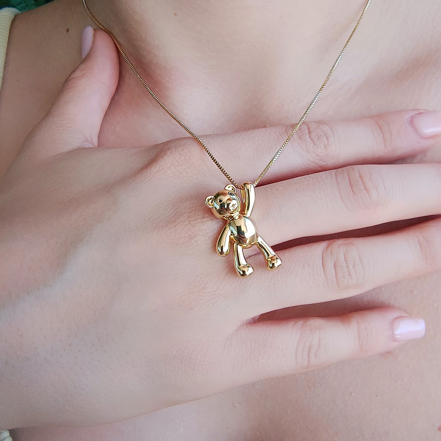 Conjunto Cadena y Colgante Oso Teddy  - Baño de Oro 18Kt