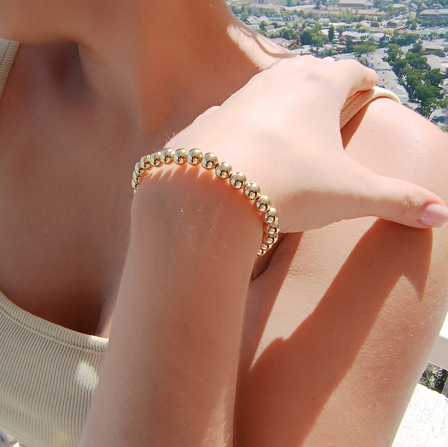 Pulsera Esferas Medianas - Baño de Oro 18Kt
