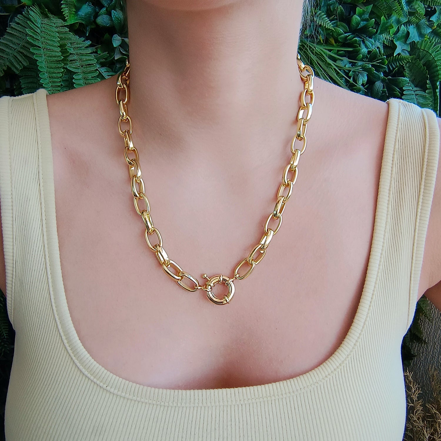 Cadena Eslabones Grandes - Baño de Oro 18Kt