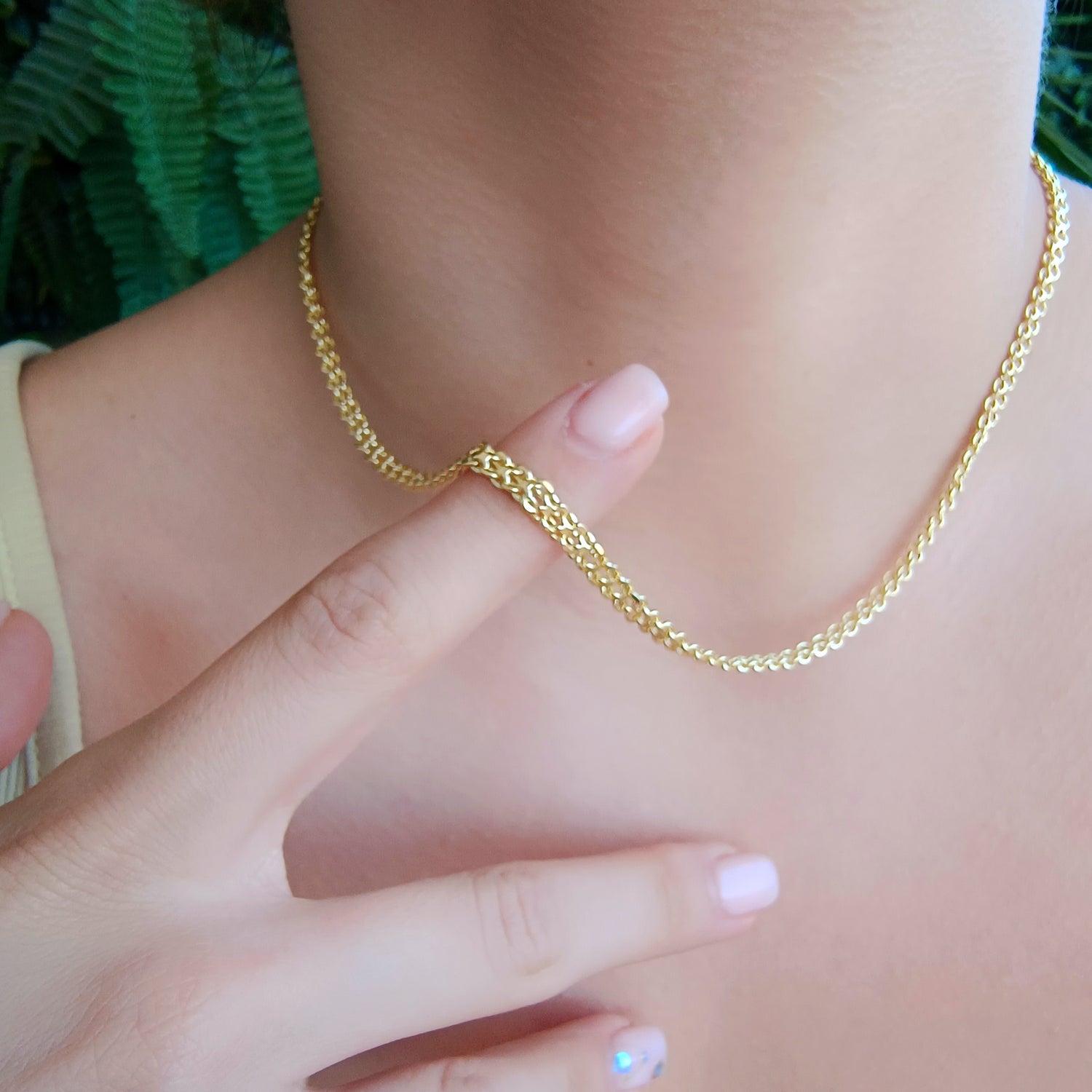 Cadena Tejido Chino - Baño de Oro 18Kt